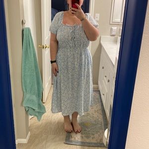 Blue and white dress